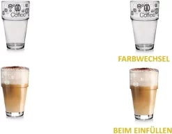 Latte-Macchiato Glas, Glas-Becher Mit Aufdruck, SpĂŒlmaschinengeeignete Kaffee-GlĂ€ser, 6er Set, Von James PremiumÂź