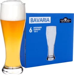 6er Set Bavaria Weizenbiergläser 0,5 Liter Geeicht Weißbiergläser Biergläser Weizengläser Glas