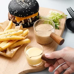 3 Stück Glas Messbecher Hitzebeständiger Holzgriff Glaswaage Tasse Milchtasse Glasmessbecher 50ml/100ml/150ml -Pokalserie 103795be03103845d7b2cfe10eb6f067