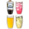 Creano Doppelwandiges Thermoglas 400ml „DG-SH“, Großes Doppelwandglas Aus Borosilikatglas, Doppelwandige Kaffeegläser, Teegläser, Latte Gläser 4er Set