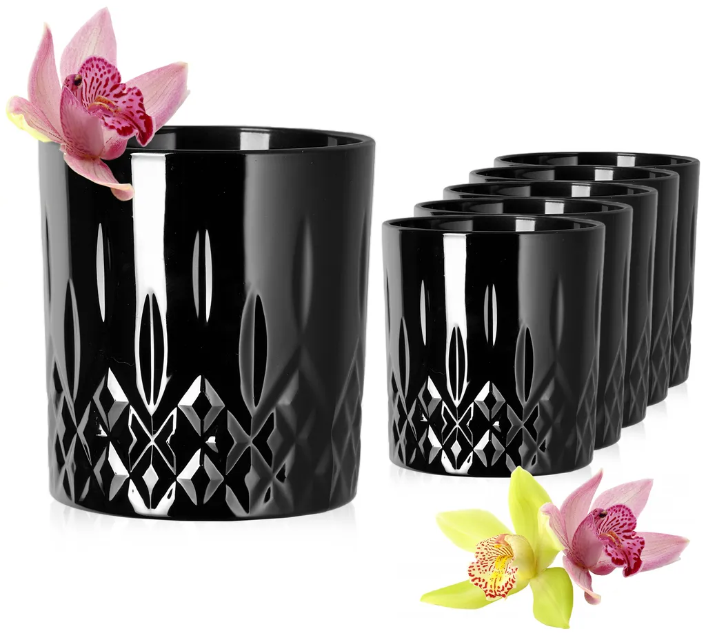Schwarze Trinkgläser Mit Diamant Muster Aus Glas 250ml (max. 300ml) Gläser Whiskeygläser 3 Schwarze Trinkgläser Mit Diamant Muster Aus Glas 250ml (max. 300ml) Gläser Whiskeygläser