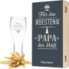 Leonardo Weizenglas Mit Gravur - Bester Papa Der Welt - Geschenk Für Papa Ideal Als Vatertagsgeschenk 0,5l Bierglas Weizenbierglas Als Geburtstagsgeschenk Für Männer Als Geschenkset