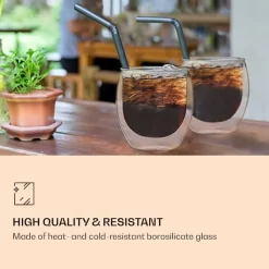 DUOS 6X 410ml Jumbo Doppelwandige Thermo-Gläser + 6X Edelstahl-LÖFFEL, Für Latte Macchiato, Cocktails, Vorspeisen By Feelino -Pokalserie 302b02e48be9638bb4bcefd7ecb36b11