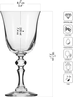 KROSNO Krista Kleine Rotweingläser, 6er-Set, 220 Ml -Pokalserie 3427006fb051c17bf5db21db1d8fa36f