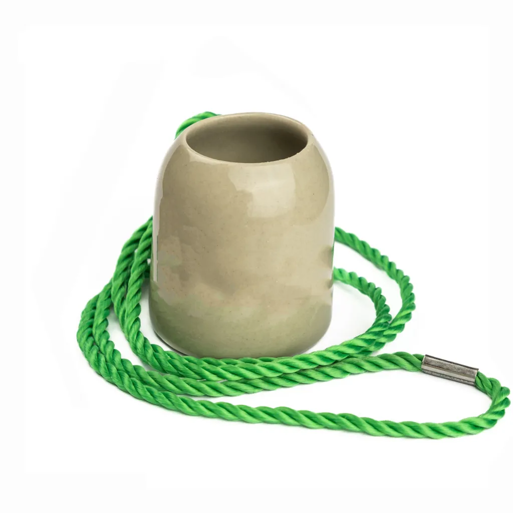 12x Schnapskrug, Schnapsglas Steinzeug Mit Kordel Grün/weiß 4 12x Schnapskrug, Schnapsglas Steinzeug Mit Kordel Grün/weiß – Bild 2