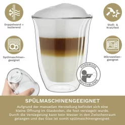 Creano Doppelwandige Gläser 250ml „DG-V“, 4er Set, Thermoglas Doppelwandig Aus Borosilikatglas, Kaffeegläser, Teegläser, Latte Gläser, Doppelwandgläser -Pokalserie 37f499bdcf64c0738dcf48c4bde6db1f 1