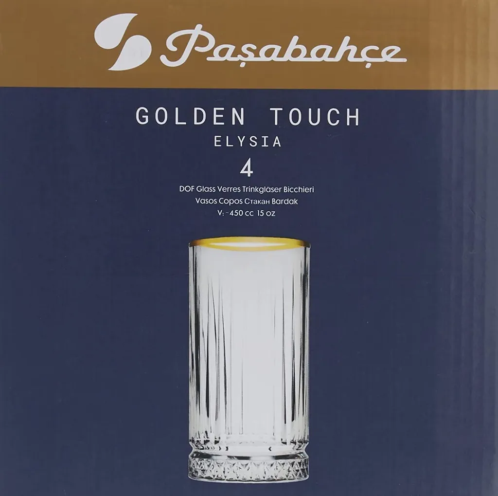 Pasabahce Elysia Golden Touch Long Drink Gläser 4-teiliges Set Mit Goldrand 280ml 5 Pasabahce Elysia Golden Touch Long Drink Gläser 4-teiliges Set Mit Goldrand 280ml – Bild 3