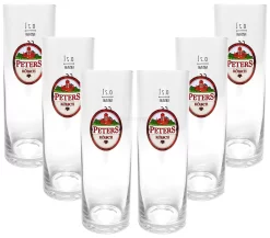 Peters Kölsch Stangen Bierglas Glas Gläser-Set - 6x Stangen 0,2l