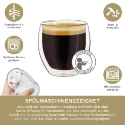 Creano Doppelwandige Espresso-Gläser, 4er-Set 100ml Thermo-Gläser Mit Schwebe-Effekt -Pokalserie 3e0340b6a58bcf25308e4877bac67977
