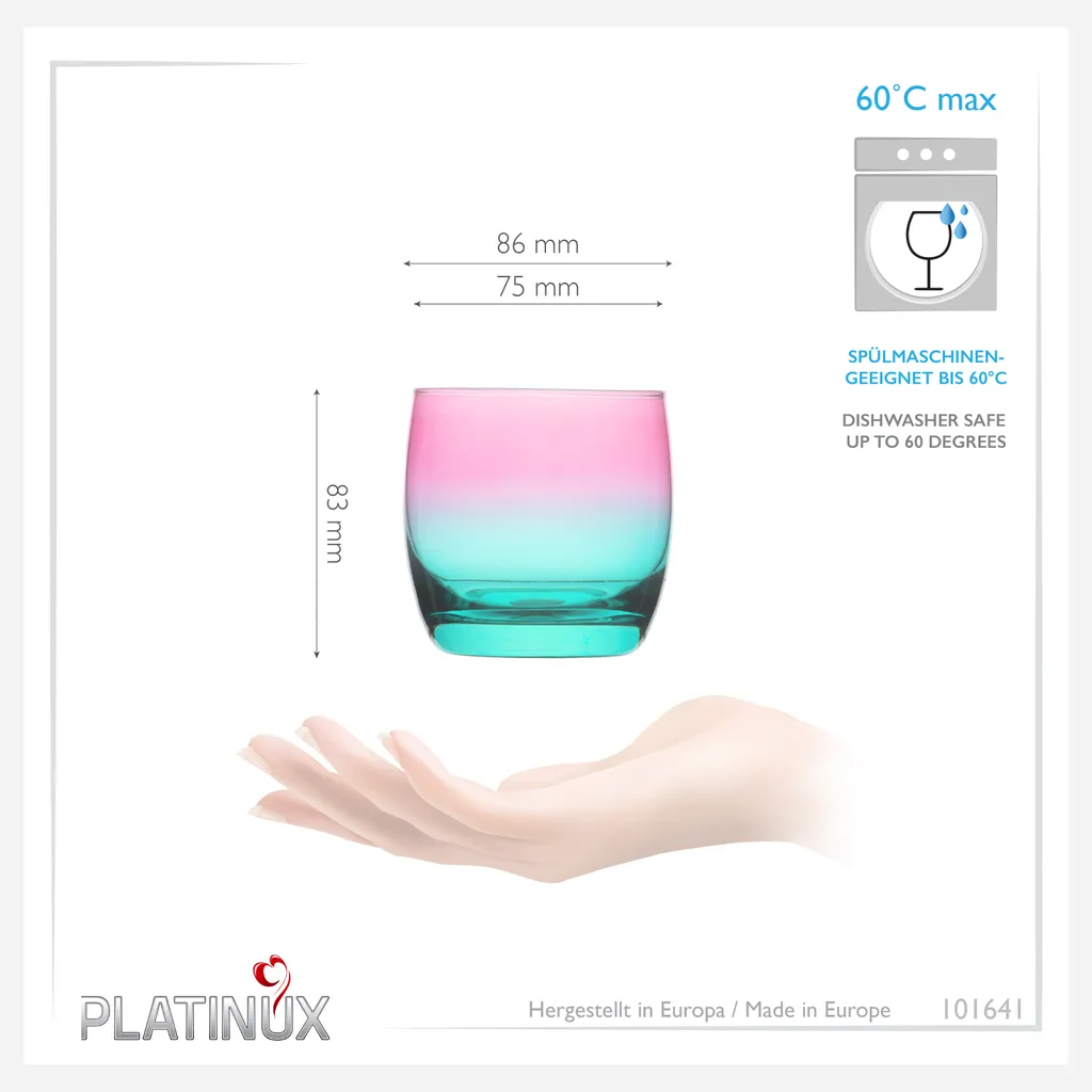 Trinkgläser Rosa-Türkis Aus Glas Bunt Set 6 Stück 200ml (max.320ml) Wassergläser 5 Trinkgläser Rosa-Türkis Aus Glas Bunt Set 6 Stück 200ml (max.320ml) Wassergläser – Bild 3