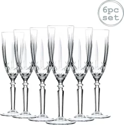 RCR Kristall Orchestra Cut Glas Champagner-Flöten-Gläser Set - 200ml - Packung Mit 6