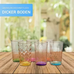 6 X Trinkglas Bunt Wasserglas Wassergläser Trinkgläser Glas Gläser Saftglas -Pokalserie 55e3dd457648c90f1145f32ee33e2265