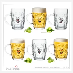 Biergläser 0,5L (max 700ml) Mit Henkel Und Lustigen Motiven Set 6 Teilig Bierkrug Karnevalsgläser -Pokalserie 56be31abf7667f27dfa66f8316f31bd9