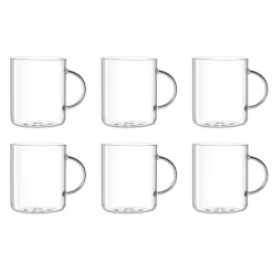 LEONARDO 030537 Novo Teeglas Mit Henkel, Borosilikatglas, 570 Ml, 10,3 Cm, Klar (6er Pack)