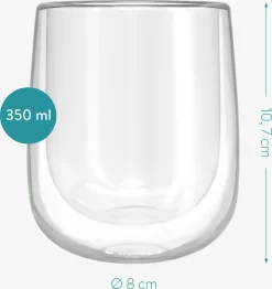 Navaris 4x Doppelwandige Gläser 350ml - Thermogläser Für Cappuccino Latte Macchiato Tee Wasser Cola Cocktails - 4er Set Kaffeegläser Borosilikat -Pokalserie 5d78a94e2bbac8d29fc3808ecfcdfd22