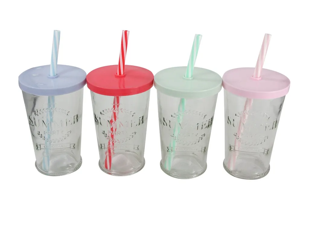 4 Trinkbecher Mit Deckel Und Strohhalm Ca. 270ml Summer Party 4 4 Trinkbecher Mit Deckel Und Strohhalm Ca. 270ml Summer Party – Bild 2