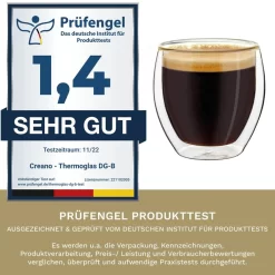 Creano Doppelwandige Espresso-Gläser, 4er-Set 100ml Thermo-Gläser Mit Schwebe-Effekt -Pokalserie 60b5534962f8254466d484c1de88b9f1