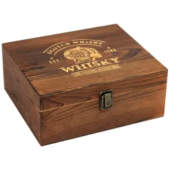 Whisky Geschenk-Set Mit 2 Gläsern, Eiswürfeln Aus Edelstahl, Zange, Samtbeutel In Einer Schönen Holzbox -Pokalserie 62e95a1318c5e3db3ef9bcb74b9358b4