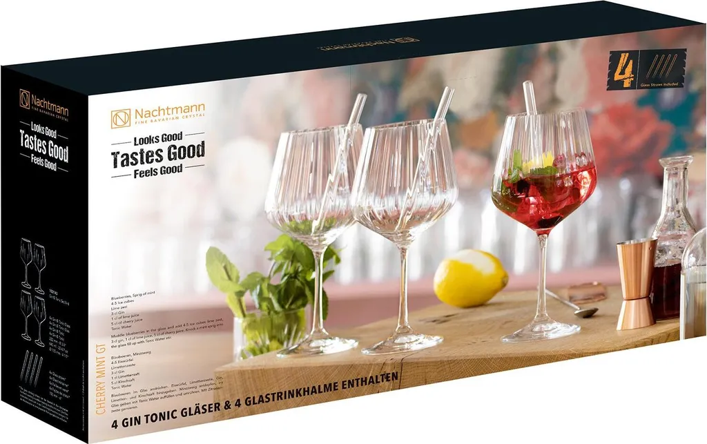 Nachtmann Gin&Tonic + 4 Glastrinkhalme 7574/8tlg. Tastes Good 103143 3 Nachtmann Gin&Tonic + 4 Glastrinkhalme 7574/8tlg. Tastes Good 103143