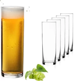 Hohe Biergläser 200ml (max. 240ml) Set 6-Teilig Bierstangen Aus Glas Kölschglas