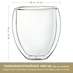 Creano Doppelwandige Gläser 400ml „DG-Bauchig“, 4er Set, Großes Thermoglas Doppelwandig Aus Borosilikatglas, Kaffeegläser, Teegläser, Latte Gläser, Doppelwandgläser 14 Creano Doppelwandige Gläser 400ml „DG-Bauchig“, 4er Set, Großes Thermoglas Doppelwandig Aus Borosilikatglas, Kaffeegläser, Teegläser, Latte Gläser, Doppelwandgläser -Pokalserie 6713768c3f9df55ff14b28dda084d8dc