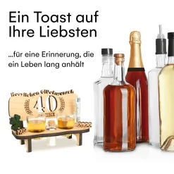 Brynnberg Schnapsbank Mit Jahreszahl Zum Geburtstag - Holz Lorbeerkranz Mit Zahl 40 Jahre Hochzeitstag Und Jahrestag Oder Geburtstag - Schnapsgläser Latte Mit 2 Gläsern -Pokalserie 6d8d37705adfd083a11ded863c819f27