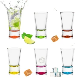 Shotgläser Set 6 Teilig Bunt Schnapsgläser 2,5cl Tequilagläser Wodkagläser Pinnchen -Pokalserie 75b44a57fc0a3ac239c7676a22cb6c36