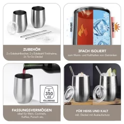 GOURMETmaxx Getränkebecher Inkl. Trinkhalm - 2er-Set -Pokalserie 833e1a51fe1b1e3c2714bdfd260a41bf