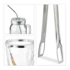 Relaxdays 4 Trinkgläser Mit Deckel Und Zubehör -Pokalserie 835000e3097ebb17f7c758fe31934346