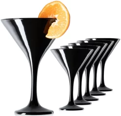Schwarze Martini Gläser 150ml Set 6-Teilig Aus Glas Cocktailgläser