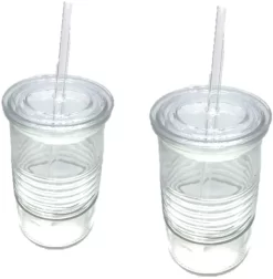 Glasbecher Mit Deckel & Glashalm, 4er Set 440 Ml, Spülmaschinenfest, Trinkglas, Transparent -Pokalserie 846e692ee9323019d8f2026826acf6aa