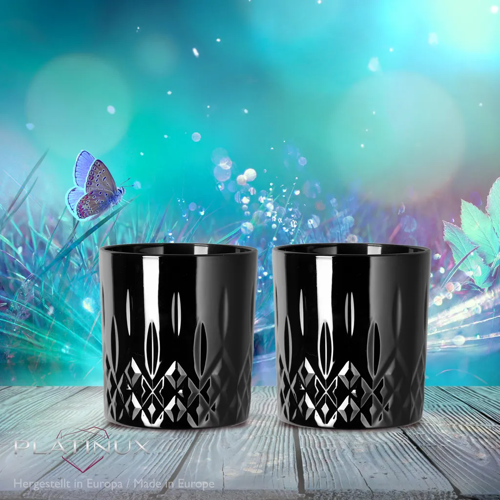 Schwarze Trinkgläser Mit Diamant Muster Aus Glas 250ml (max. 300ml) Gläser Whiskeygläser 4 Schwarze Trinkgläser Mit Diamant Muster Aus Glas 250ml (max. 300ml) Gläser Whiskeygläser – Bild 2