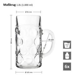 6er Set Maßkrug 1 Liter Geeicht Bierkrug Mit Henkel Bierglas Perfekt Geeignet Für Gastronomie -Pokalserie 913be6866a491ce8220bc4aafba0198a