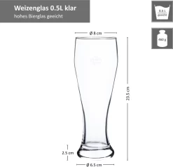 6er Set Bavaria Weizenbiergläser 0,5 Liter Geeicht Weißbiergläser Biergläser Weizengläser Glas -Pokalserie 969720249aec92952441d1d723cd8e1d