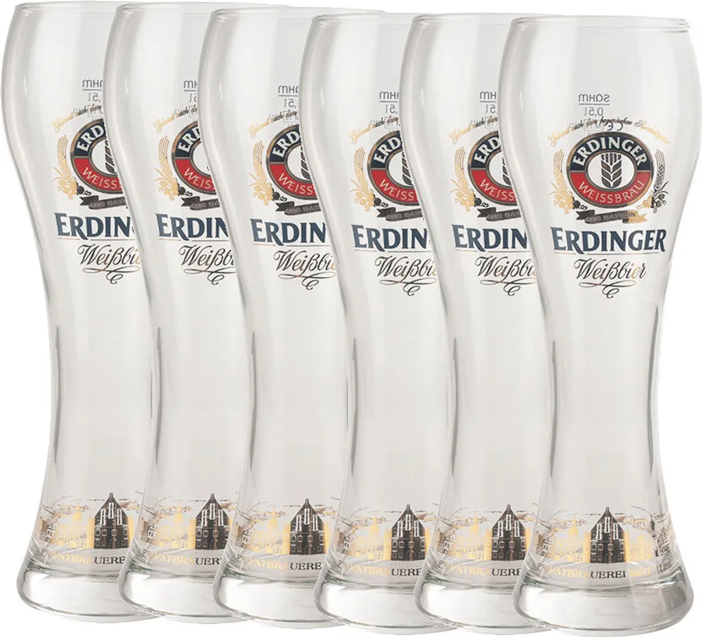6x Erdinger Weizenbiergläser 0,5L 3 6x Erdinger Weizenbiergläser 0,5L