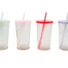 4 Trinkbecher Mit Deckel Und Strohhalm Ca. 270ml Summer Party
