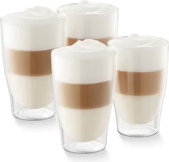 Tchibo 4er Latte Macchiato Gläser, Doppelwandig, Modernes Design, Heiß Und Kalt 9 Tchibo 4er Latte Macchiato Gläser, Doppelwandig, Modernes Design, Heiß Und Kalt -Pokalserie a280b536fe48a2b67d75e6247e11b830