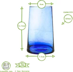 Nicola Spring 6 Stück Merzouga Recycled Longdrinkgläser Set - Trinkglas - 320ml - Blau -Pokalserie a4b8bbfc57a039a3ceb03ba9c37b6e91