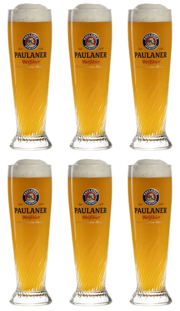 Paulaner Weizen Biergläser 300 Ml - 6 Stück 3 Paulaner Weizen Biergläser 300 Ml - 6 Stück