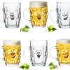 Biergläser 0,5L (max 700ml) Mit Henkel Und Lustigen Motiven Set 6 Teilig Bierkrug Karnevalsgläser