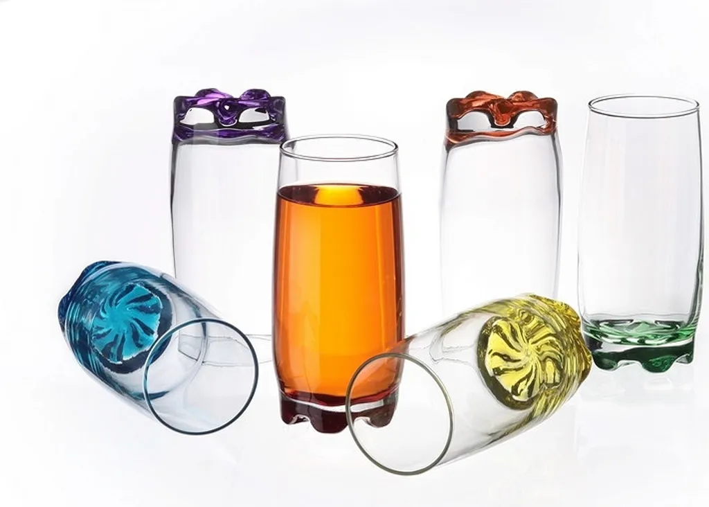 Trinkgläser Aus Glas 350ml (max.390ml) Set 6 Teilig Bunter Boden Wassergläser Saftgläser 4 Trinkgläser Aus Glas 350ml (max.390ml) Set 6 Teilig Bunter Boden Wassergläser Saftgläser – Bild 2