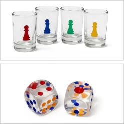 Relaxdays 10010181 Drinking Ludo Spiel, Partyspiel Für Erwachsene, Brett, 2 Würfel & 16 Shotgläser, Lustiges Trinkspiel -Pokalserie acd3a8010a072c194dac723c7dd2640a