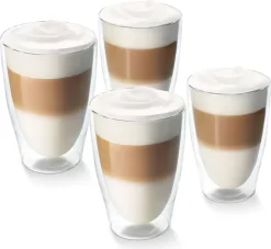 Tchibo 4er Latte Macchiato GlÀser, Doppelwandig, Modernes Design, Heià Und Kalt