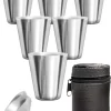 Outdoor Saxx® - 8-Teiliges Edelstahl-Becher Set, 6 Unzerbrechliche Schnaps-Becher, Schnaps-Gläser Aus Metall, Metall-Becher Mit Einfüll-Trichter Und Leder-Tasche, Ideales Flachmann-Zubehör -Pokalserie b2d84dd5e63c87163d09d2e35709c332