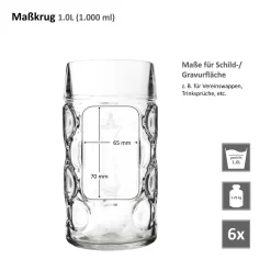 6er Set Maßkrug 1 Liter Geeicht Bierkrug Mit Henkel Bierglas Perfekt Geeignet Für Gastronomie -Pokalserie b58864aaaf3ccd47370656434c6695c5