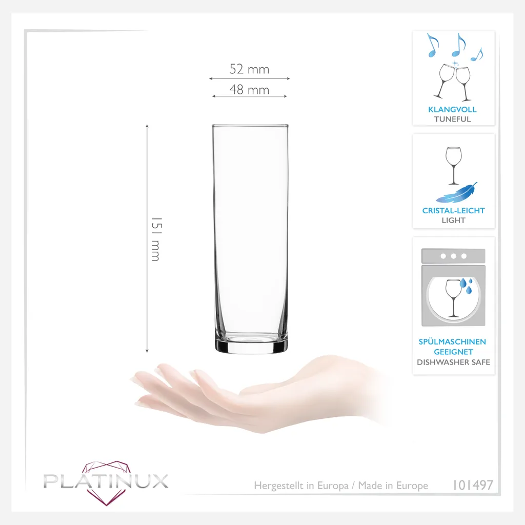 Hohe Biergläser 200ml (max. 240ml) Set 6-Teilig Bierstangen Aus Glas Kölschglas 5 Hohe Biergläser 200ml (max. 240ml) Set 6-Teilig Bierstangen Aus Glas Kölschglas – Bild 3