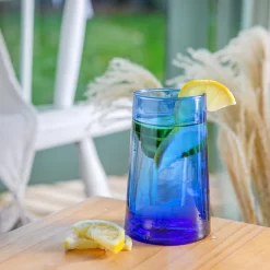 Nicola Spring 6 Stück Merzouga Recycled Longdrinkgläser Set - Trinkglas - 320ml - Blau -Pokalserie b6ed37b1eed3424000a2f032436f7f4f