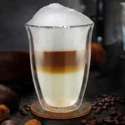 Creano Doppelwandige Gläser 250ml „DG-V“, 2er Set, Thermoglas Doppelwandig Aus Borosilikatglas, Kaffeegläser, Teegläser, Latte Gläser, Doppelwandgläser -Pokalserie ba7ec66eafdabca8dc71826dd6b9558a