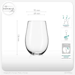 IMPERIAL Moderne Weingläser Ohne Stil Aus Glas 570ml Set 6-Teilig Groß -Pokalserie bb1af13f5096707ac901363a3210e6e3
