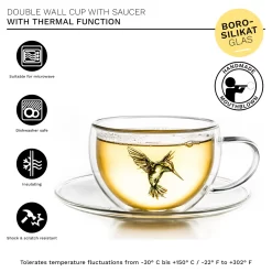 Creano 6er-Set Thermo-Tasses "Hummi" Für Tee/Latte Macchiato, Doppelwandig, Mit Kolibri-Muster | 250ml In Exklusiver Geschenkpackung -Pokalserie c0f9100687b6b7f1e8a6e4379c61a52c
